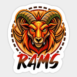 ANIMAL SPORTS TEAM LOGO - RAM RAMS - GO! D1 Sticker